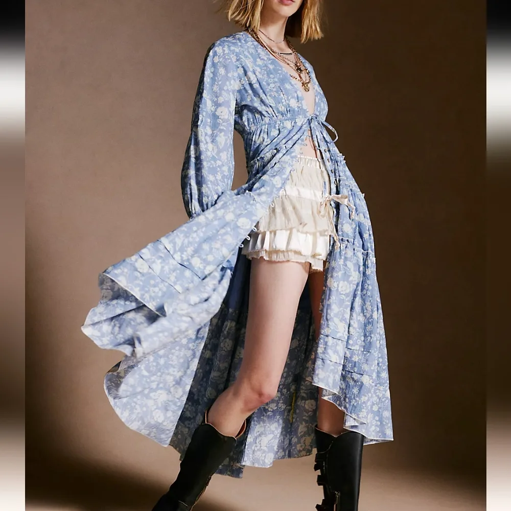 Free People Pappiet Midi Dress in Blue sz SML 💲ON SALE💲 - Picture 2 of 16